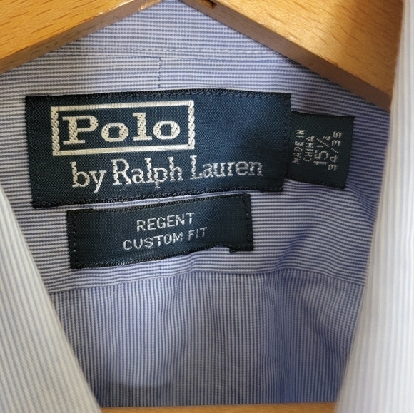 Polo by Ralph Lauren | Blue Button Front Dress Shirt Size 15.5, 34/35 - Picture 3 of 5
